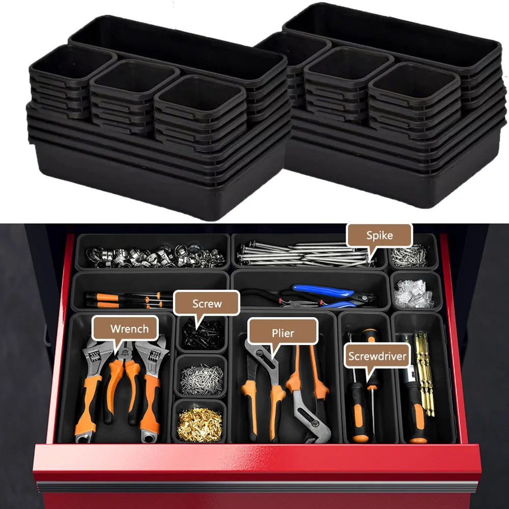Tool Drawer Organizer Tray Set – Adjustable Storage for Garage & Tool Chest