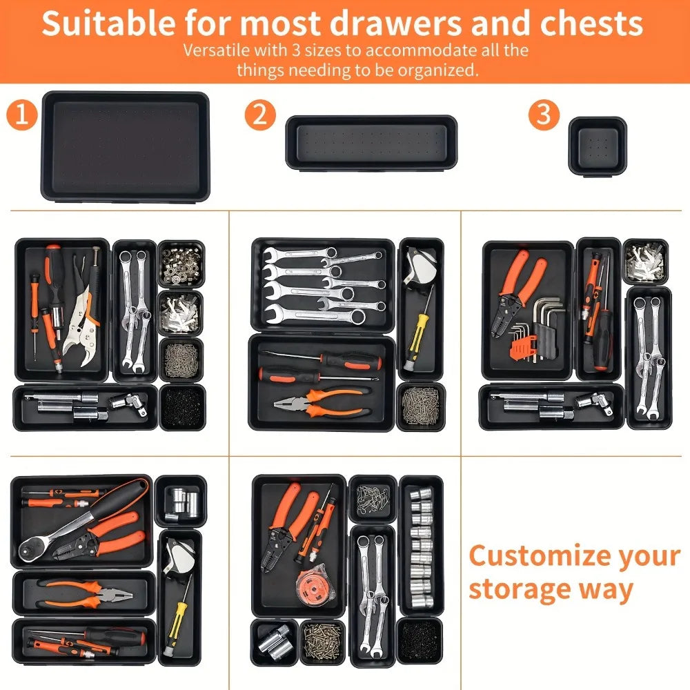 Tool Drawer Organizer Tray Set – Adjustable Storage for Garage & Tool Chest