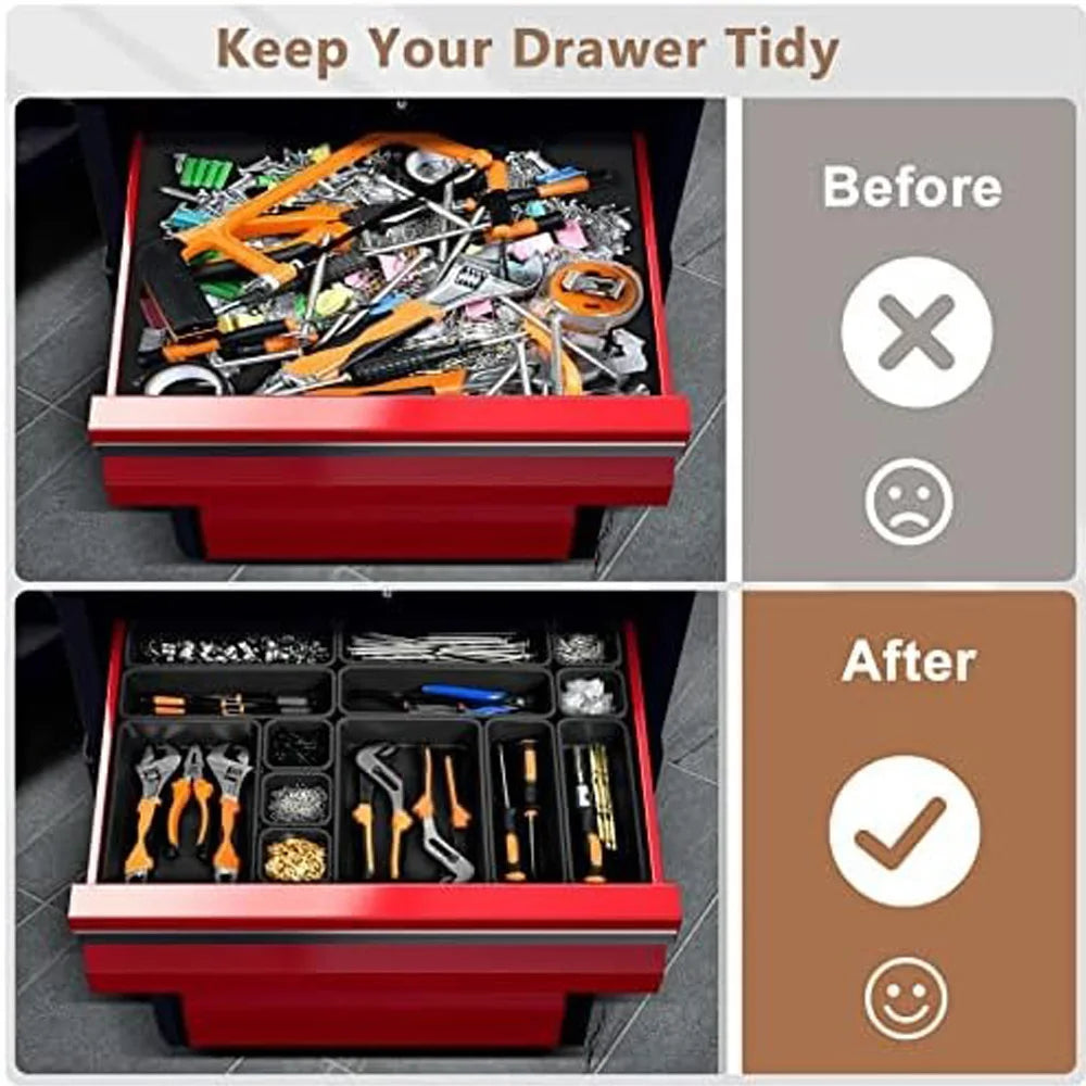 Tool Drawer Organizer Tray Set – Adjustable Storage for Garage & Tool Chest